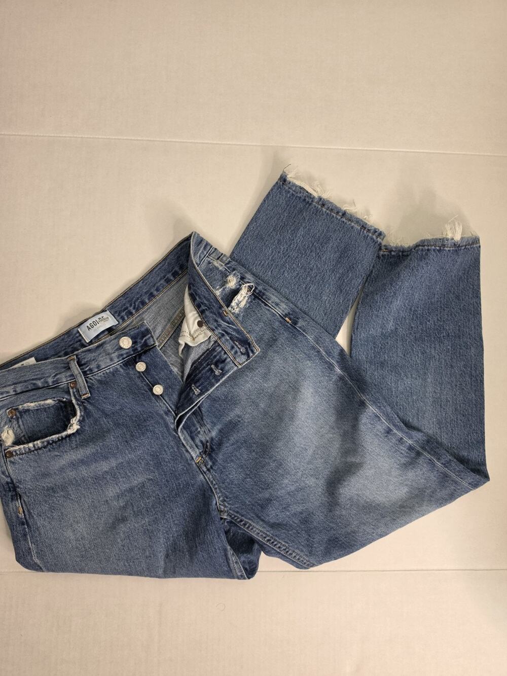 Agolde Jeans Sz 29 Riley Crop Straight Leg High Rise Button Fly